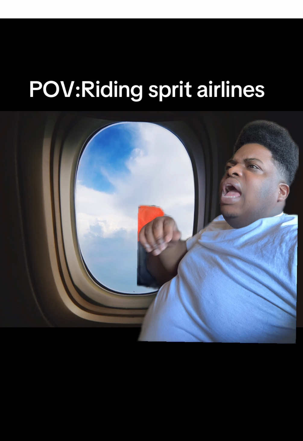 A post by @ajcarter5252 on TikTok caption: #greenscreen I just saw a piece of tape fall off this plane ✈️ hold up #ajcarter52 