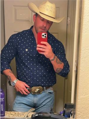 A post by @nottattedfire on TikTok caption: Got what I got #cowboy #wranglers #muscle #tattoos #BookTok #model 