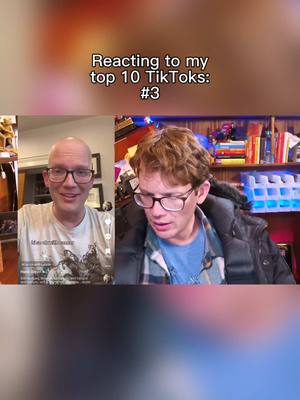 A post by @hankgreen1 on TikTok caption: @Hank Green Reacting to my top 10 TikToks: number 3! Look at my (missing) hair!!