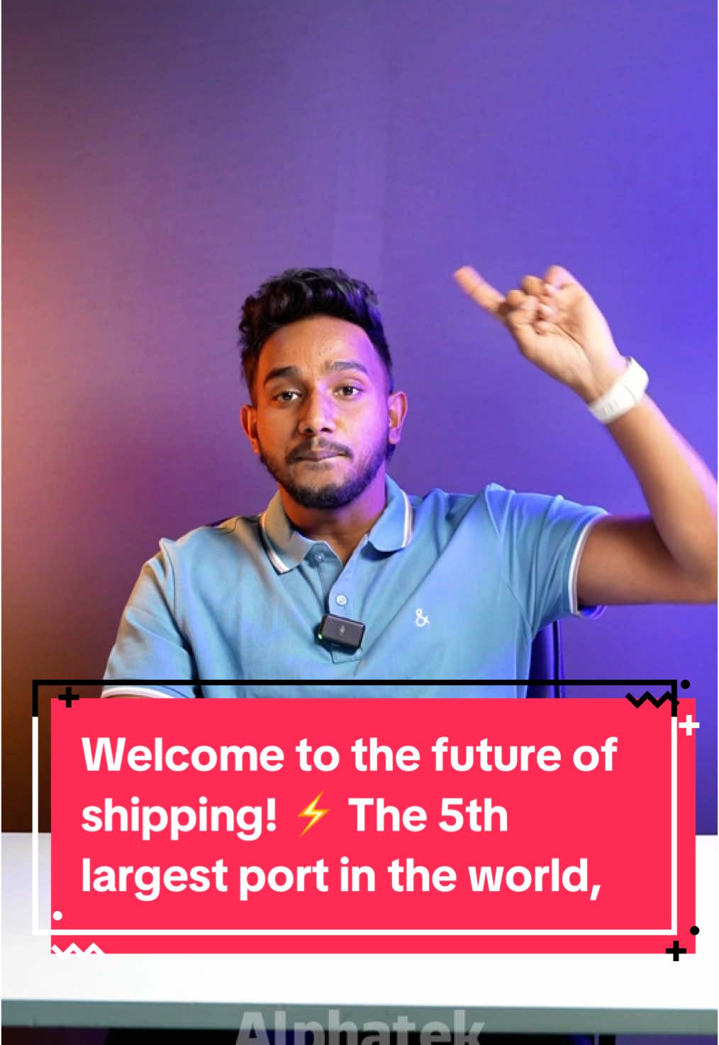 A post by @slalpha_tek on TikTok caption: Welcome to the future of shipping! ⚡️ The 5th largest port in the world, Guangzhou Port, runs entirely on AI and 5G—no workers needed! 🤯🚢 @Stripes&Checks - clothing partner #FutureOfTech #AIRevolution #GuangzhouPort #learnontiktok 