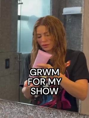 A post by @shakira on TikTok caption: GRWM for my show! ✨ Here’s a behind-the-scenes look at my glam routine and how we work magic on all this hair every night! #LMYNLWorldTour #GRWM 