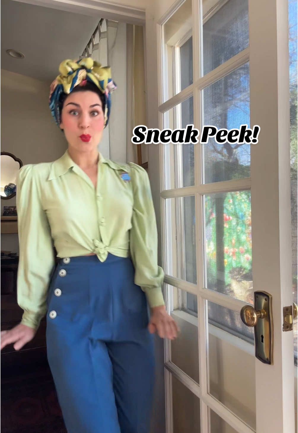 A post by @misslarkbahar on TikTok caption: Always droppin back into the clock app with an old trend. Sneak peek of the hair tutorial I filmed comin at ya! #vintagehair #wetset #1940shair #hairtutorial 