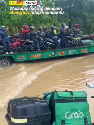 A post by @utusantvofficial on TikTok caption: 20 MAC 25: Terima kasih abang lori. Video Tular: DM Kredit. #banjirjohor #fyp #trendingnewsmalaysia #beritaditiktok 