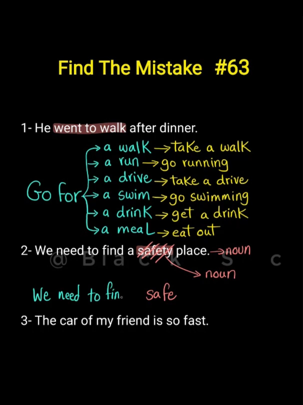 A post by @blackscreenenglish on TikTok caption: #foryou #learnenglish #learnontiktok #grammar #ielts #english #englishvocabulary #black_screen_english