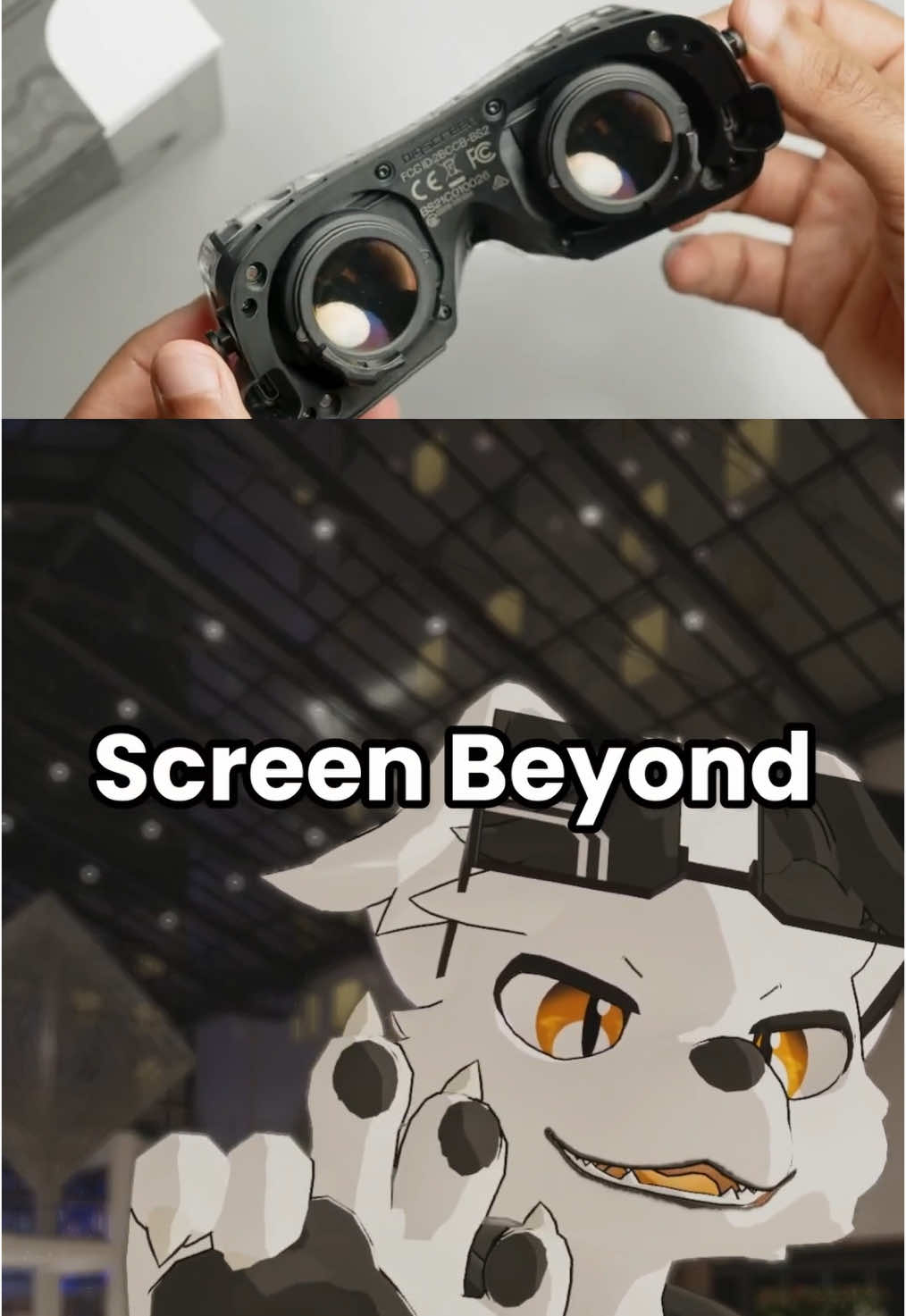 A post by @tahvovr on TikTok caption: Smallest VR Headset Gets An Upgrade #vrchat #vtuber #vr Video Credit: Big Screen VR