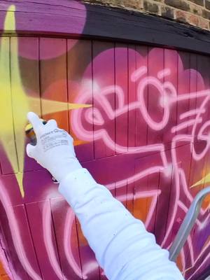 A post by @fatcapsprays on TikTok caption: Painting the amazing Pink Panther in Shoreditch, London! #art #streetart #painting #pinkpanther