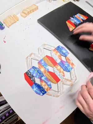 A post by @fatcapsprays on TikTok caption: One from my Portal series! Making Wooden Mosaic Art. #art #artist #artwork #woodenart #fatcapsprays