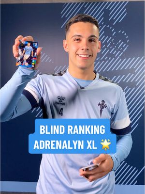 A post by @rccelta on TikTok caption: Blind ranking by @PANINI ESPAÑA 🫣 Hugo Sotelo y su ranking a ciegas de cromos Adrenalyn XL de @LALIGA. El TOP-2 era innegociable 🩵 #RCCelta #HugoSotelo #cromos #adrenalynxl #TikTokFootballAcademy #DeportesEnTikTok 