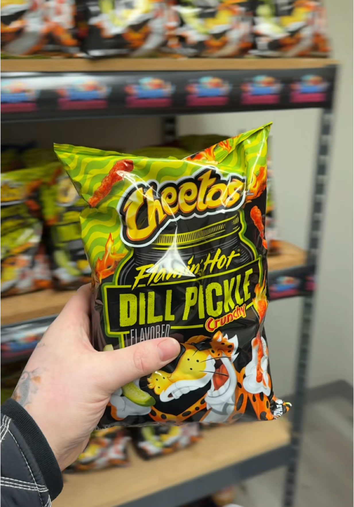 A post by @bussinsnacks on TikTok caption: Yes we have them ! 👀 #cheetosdillpickle #flaminhotcheetos #snacks #rare #pickles #paratiiiiiiiiiiiiiiiiiiiiiiiiiiiiiii 