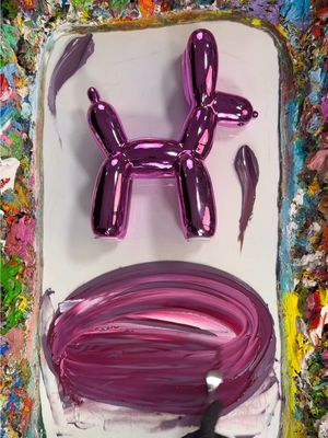 A post by @fritzdoesart on TikTok caption: A True Test: Purple Metallic Balloon Dog 