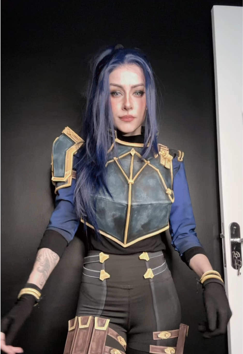A post by @nickybrum_ on TikTok caption: Armored Caitlyn Kiramman from Arcane season 2 act 3!  I’m obsessed about this look of her 😮‍💨 I love a bossy lady This is my first League of Legends cosplay, not a fan of the game but Arcane is so good!!!  Who should I cosplay next?
