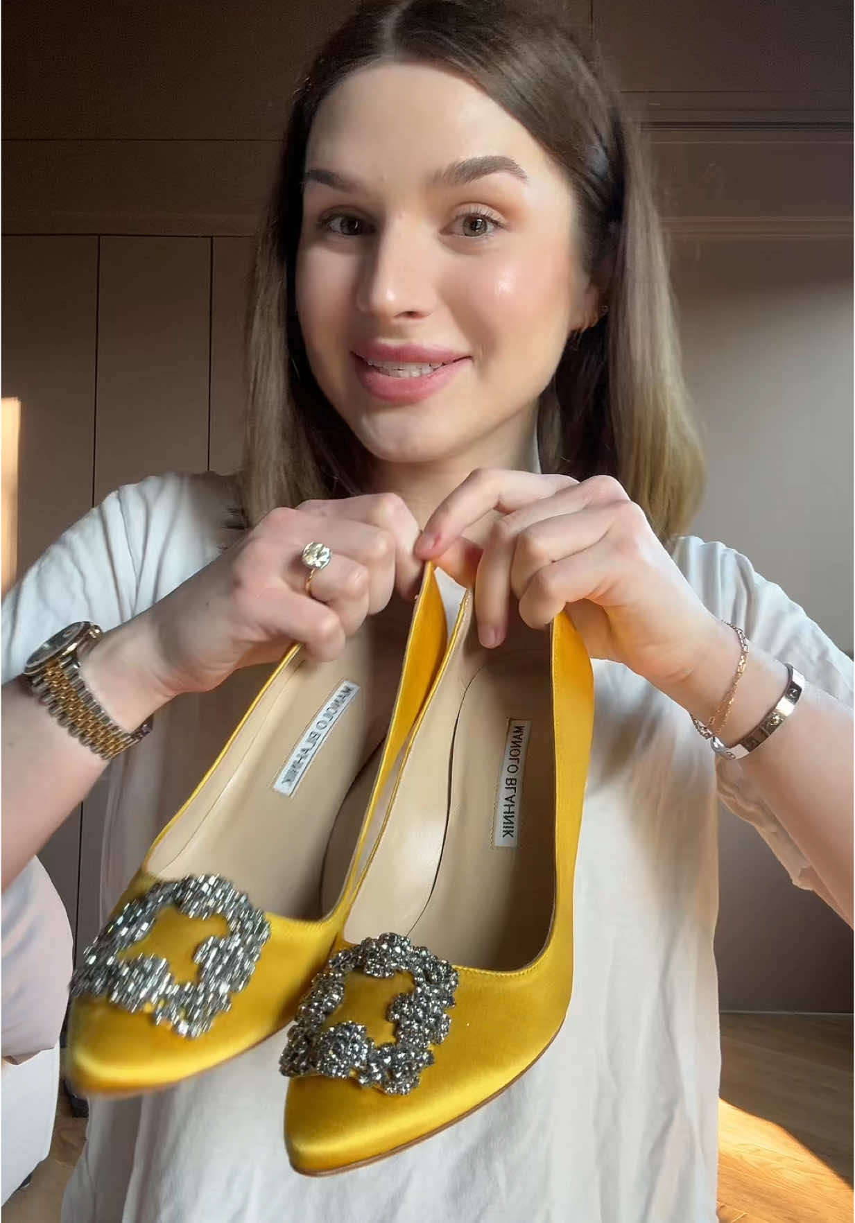 A post by @graceejamesss on TikTok caption: Best RealReal find in a while #realreal #therealreal #manoloblahnik 
