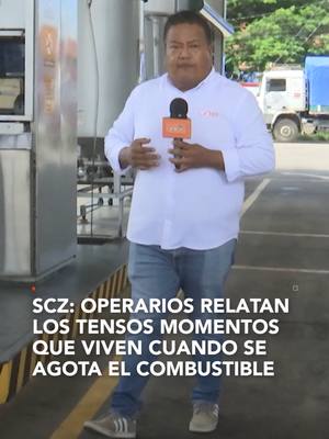 A post by @redunotv on TikTok caption: #SantaCruz I Cuando el combustible se agota, la paciencia también. Operarios relatan los momentos de tensión que viven a diario, enfrentando la ira y frustración de los conductores. En algunos casos, la situación llega hasta agresiones verbales. ▶️ Más información en www.reduno.com.bo #RedUno #RedUnoDigital #Notivisión #NTVInforma #Bolivia