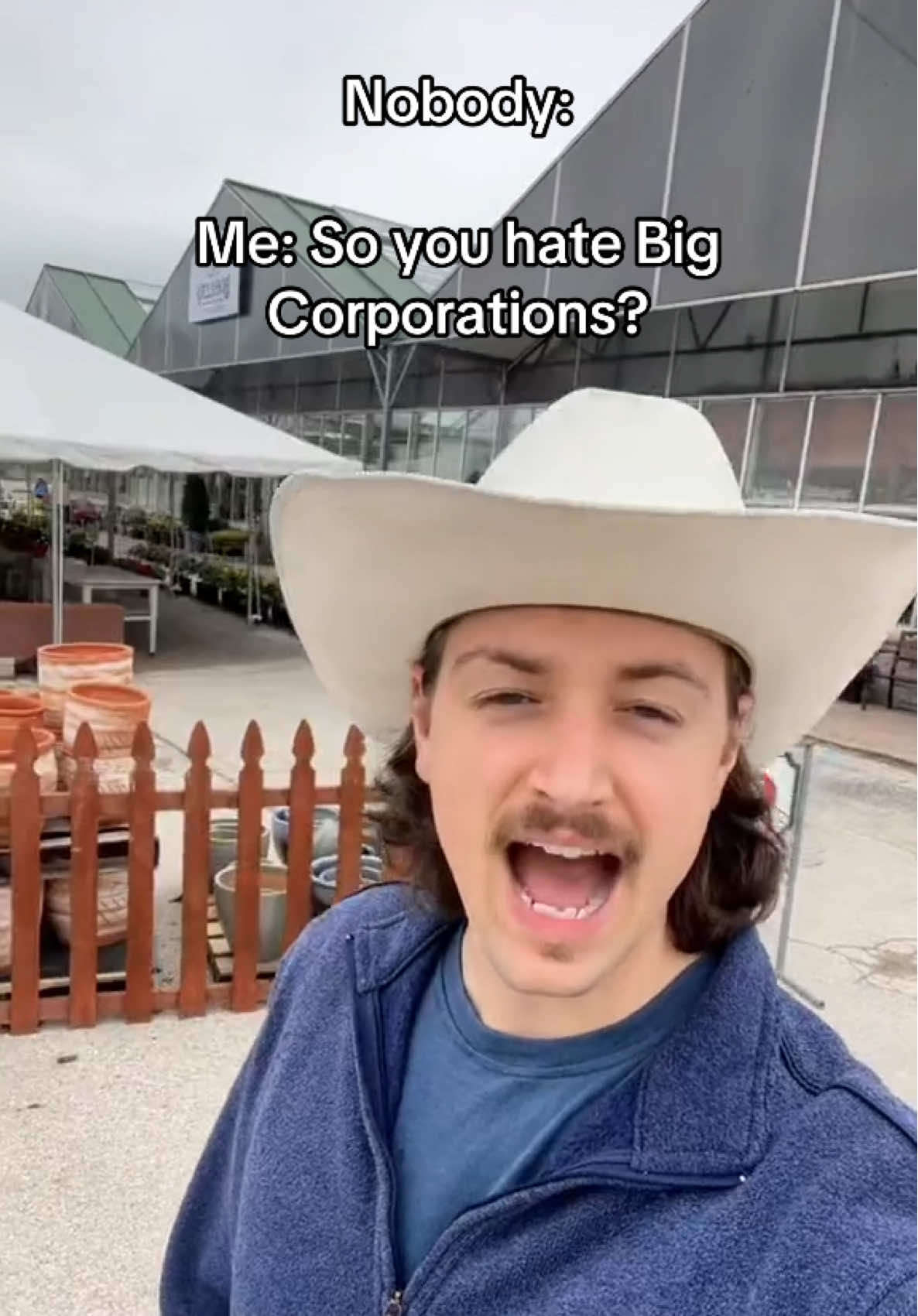 A post by @blohmtreezy on TikTok caption: Anything I can do to take money out of Big Corps Pockets and put it into the Peoples Pockets. IM SHOUTING FROM MY SHAD0W Bannneð rooftops #nursery #seedstarting #greenhouse #starters 