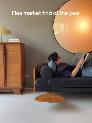 A post by @arvinolano on TikTok caption: A vintage lamp loves to see me coming 😌 #midcenturyhome #midcenturydesign #jeanprouve 