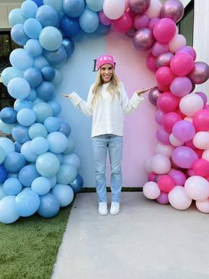 A post by @rebeccazamolo on TikTok caption: Are you Team Boy or Team Girl 💙💗 #genderreveal #girlorboy song @Alex Warren 