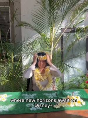 A post by @disneyanimation on TikTok caption: @melemaikalanimakalapua creates a beautiful lei and lei po'o for her home premiere of #Moana2.  Moana 2 is NOW available on @Disney+ 