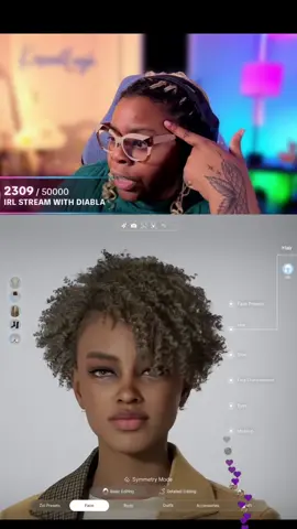 A post by @kasualleigh on TikTok caption: First time seeing InZoi character creation. THE HAIR. #LIVEhighlights #TikTokLIVE #LIVE #LuckyGoLive 