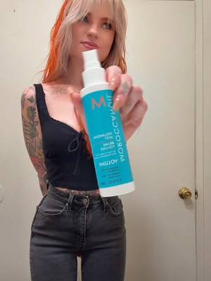 A post by @redwolfieee on TikTok caption: One of my favorite products for volume & hold @Moroccanoil volume mist 🥰 #volume #hairtok #dysonairwrap 