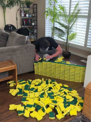 A post by @josh.summerhays on TikTok caption: Devon builds a fort out of hundreds of sponges from Temu Use🔍 code: dwj6555 on #temu app search-bar for 3-10 $0 Temu products, 🔗 in bio. (Only for new TEMU app users with qualifying orders. T&Cs apply) #temu #temureview #temufinds #temuhaul #temucode