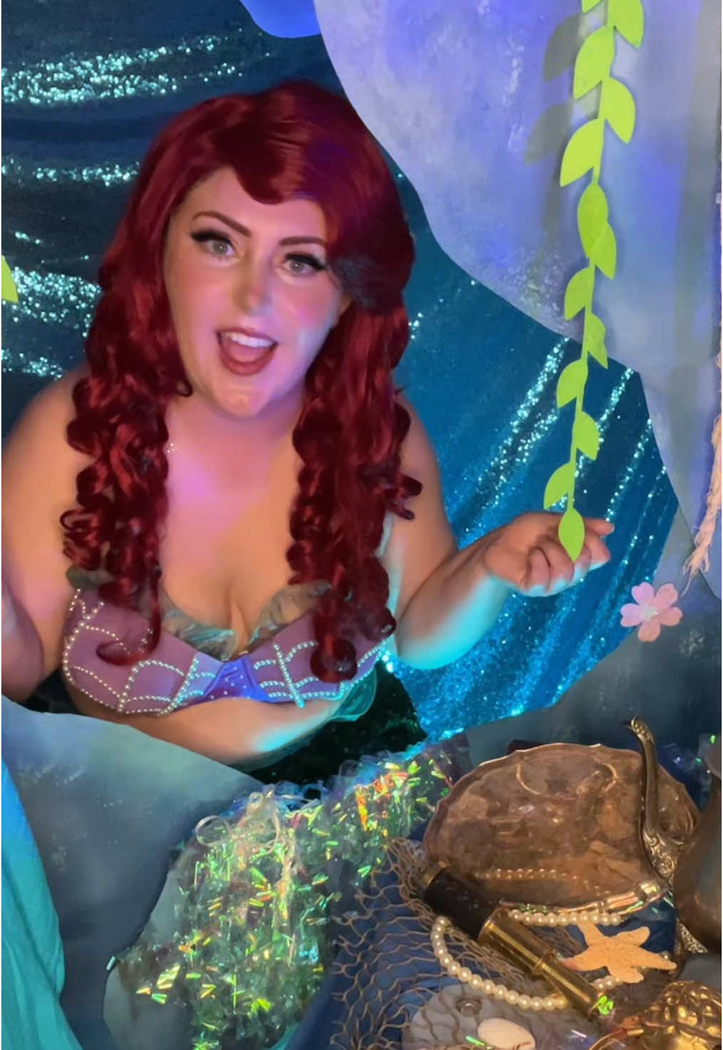 A post by @thedisneybelle on TikTok caption: Sorry I haven’t been active 🩵 Love y’all 🐠 #ariel #arielcosplay #thelittlemermaid 