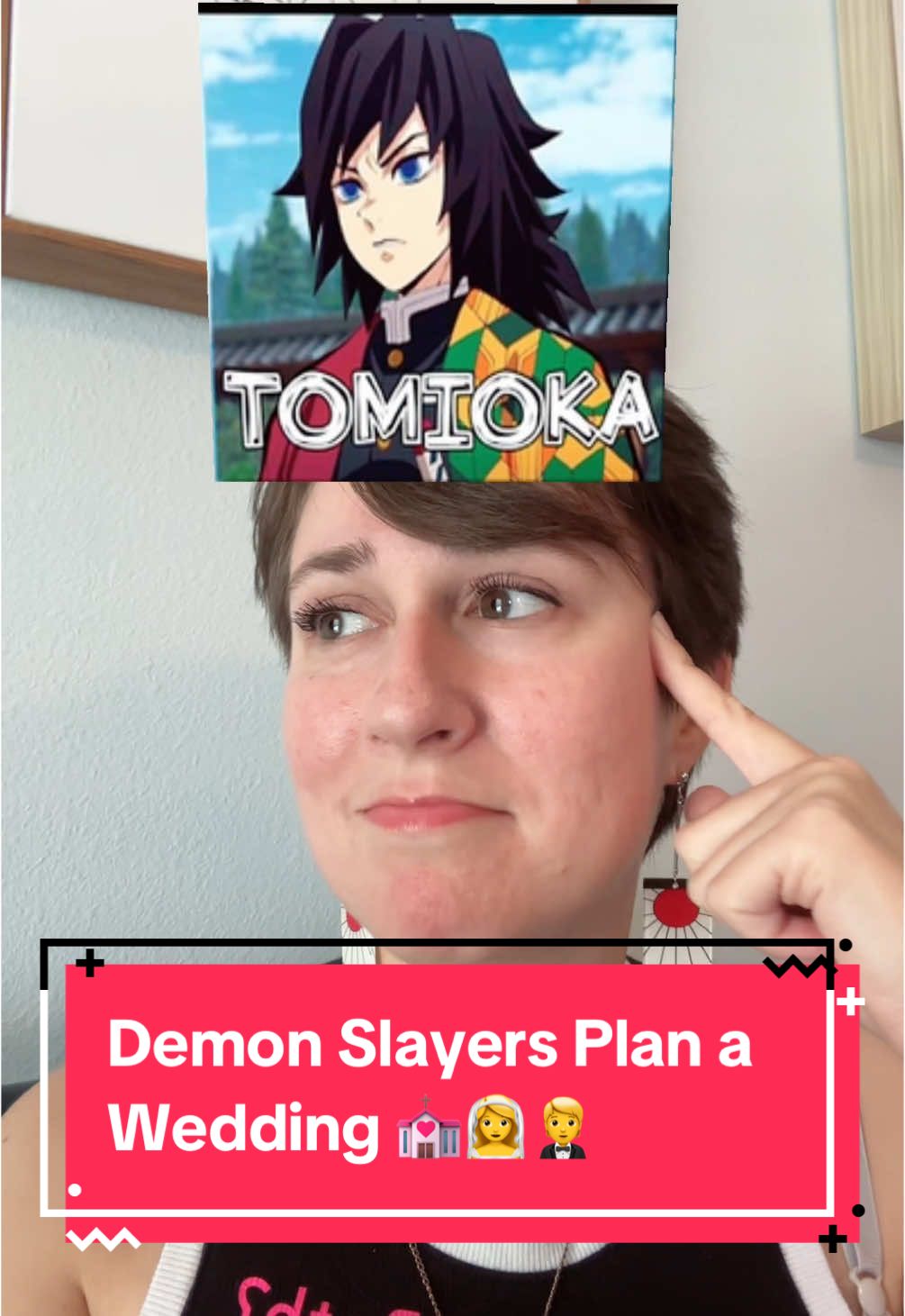 A post by @caitpatmosh on TikTok caption: Is it even a real wedding if everything doesn’t go wrong? #demonslayer #anime #manga #mitsuri #obanai #iguro #tanjiro #zenitsu #inosuke #nezuko #gyutaro #douma #giyuu #tomioka #kanao #kny #kimetsunoyaiba 