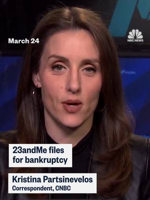 A post by @nbcnews on TikTok caption: Genetic testing company #23andMe filed for bankruptcy in Missouri federal court on Sunday night.