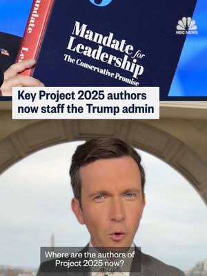 A post by @nbcnews on TikTok caption: Donald #Trump disavowed Project 2025 during his campaign but has since invited some of the most prominent contributors to the conservative playbook into his administration.
