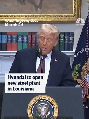 A post by @nbcnews on TikTok caption: President #Trump announces $21 billion US investment plan from South Korea’s Hyundai, including a new steel plant in #Louisiana.