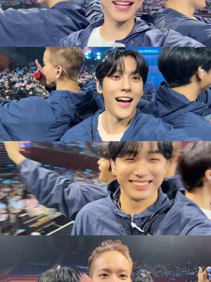 A post by @btob.company on TikTok caption: 멜로디랑 다 같이 빙글뱅글🌀💙  #비투비 #BTOB #321GO_MELympic #서은광 #SEOEUNKWANG #이민혁 #LEEMINHYUK #임현식 #LIMHYUNSIK #프니엘 #PENIEL