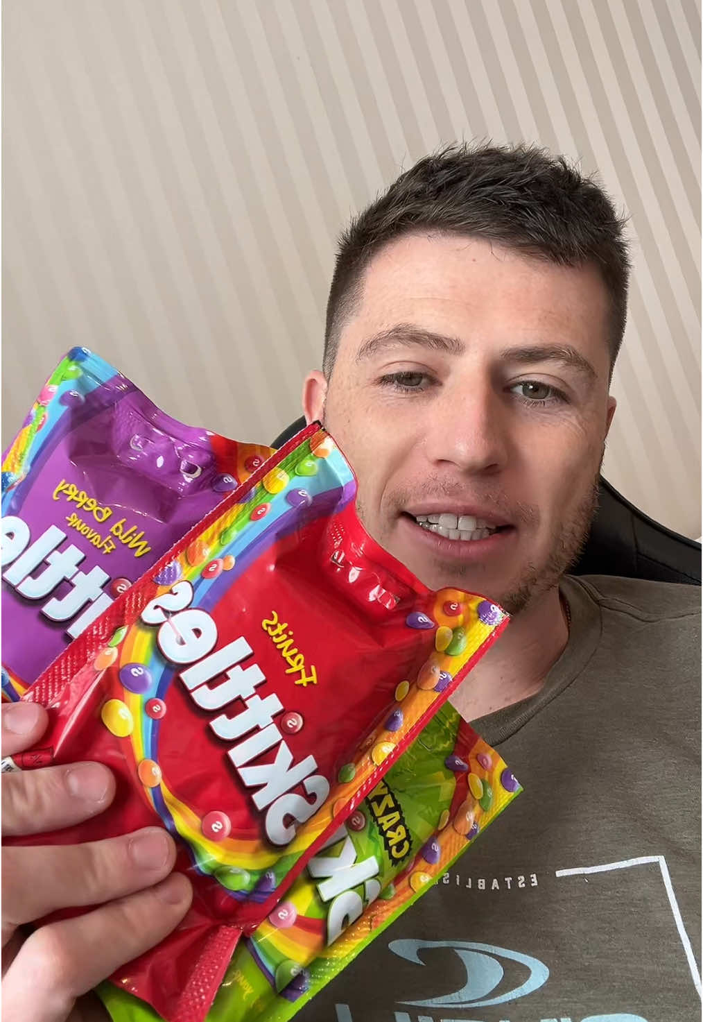 A post by @frostbitefoods on TikTok caption: GET YOUR DYE FREE TREATS HERE! #exoticcandy #candytok #freezedriedcandy #skittles 