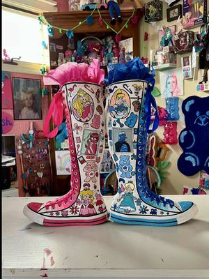 A post by @aylajalyn on TikTok caption: Custom Knee-High Converse Shoes 👢💙🩷