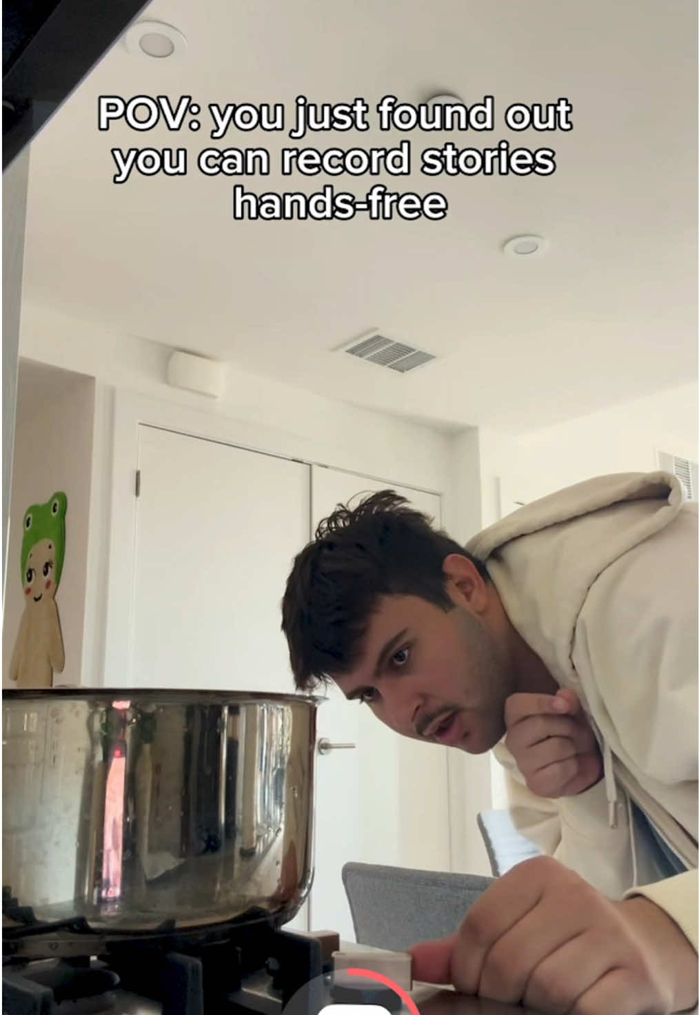A post by @instagram on TikTok caption: POV: you just found out you can record stories hands-free 😮🤯 Video by @StinkyAsher 