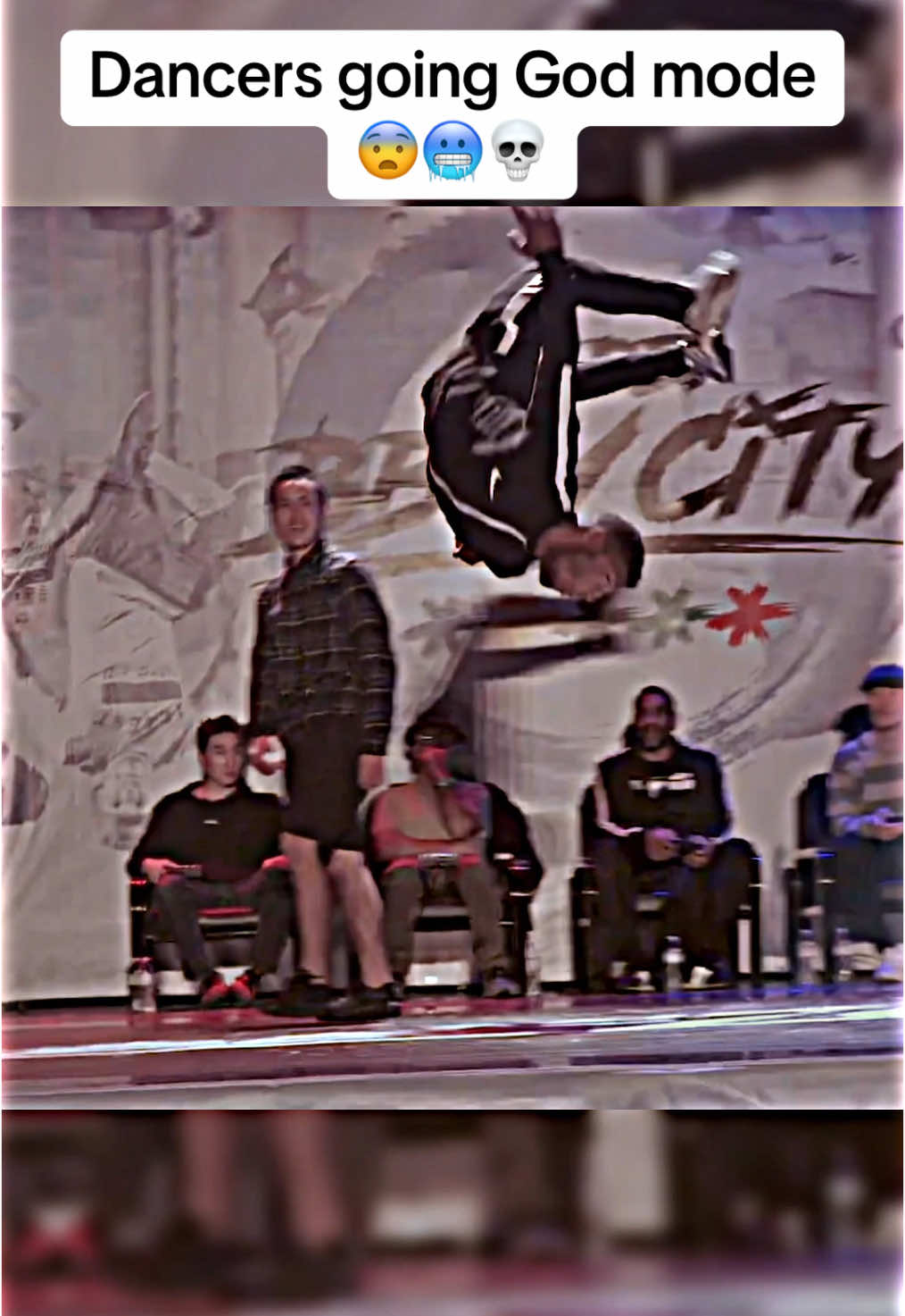 A post by @newdancetv on TikTok caption: Brohh 💀🔥 Bboy K. Colombia vs C lil 🎥 By Stance Elements #bboy #breakdance #dancebattle #baile #viral #xyzbca #respect #fypシ 