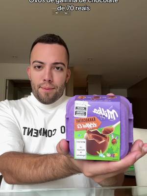 A post by @lucasranngel on TikTok caption: Provando os ovos de galinhas de chocolate de 70 reais