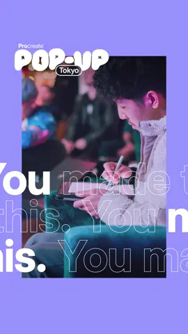 A post by @procreate on TikTok caption: Want to be a part of Procreate Pop-up and showcase your own art? #YouMadeThis is the perfect opportunity to exhibit your masterpieces on LED display during the event 💜 Submissions open from 29 March - 6 April for a chance to be featured in Tokyo!