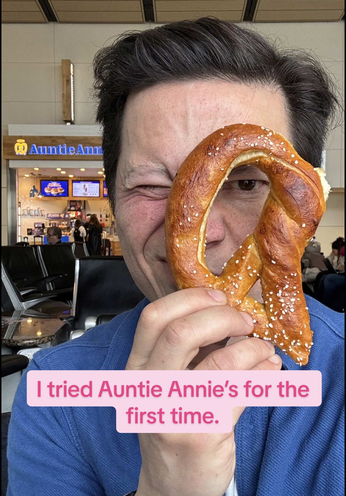 A post by @j.kenji.lopezalt on TikTok caption: I spied an @auntieannespretzels while waiting on a connection in Dallas International and realized I’d never had one before. So I tried one. What are your thoughts? Also: I’m headed to Knoxville for a real short trip. Anywhere I should eat? Casual and delicious over fancy!