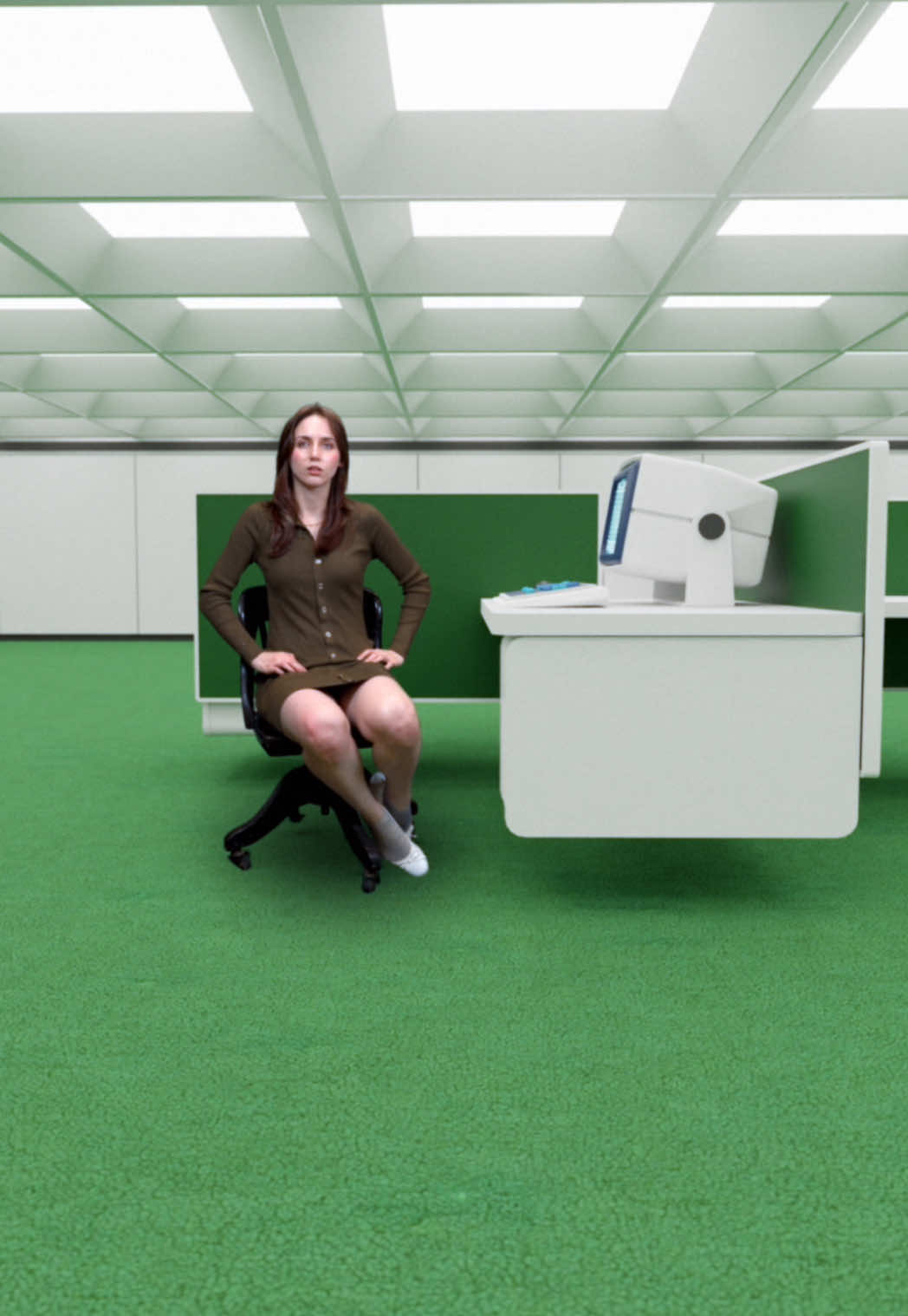 A post by @hallietut on TikTok caption: Severance created in Blender 3D. #blender #severance #3dmodeling #vfx
