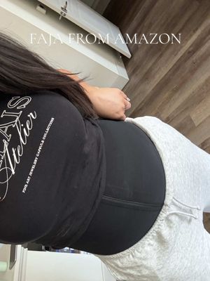 A post by @sheenaabrooks on TikTok caption: 5 weeks postpartum - now let’s stay consistent! Faja from Amazon, find it in my storefront 🫶🏽 #postpartumbody #faja #newmom #momtok #shapewear #fyp 