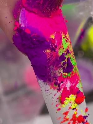 A post by @ilysmnails on TikTok caption: Colorful Nail Art with Neon Pigments 🩷 ilysmnails . com #nails #nailart #asmr #beautyhacks #onthisday 