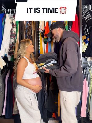 A post by @lianev on TikTok caption: It is time ⏰ Officially in the 3rd trimester and taking all of Don’s Tshirts 😂  #pregnant #3rdtrimester 