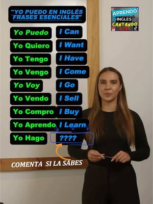 A post by @aprendoinglescantando on TikTok caption: ¡Frases ESENCIALES en inglés! Aprende a decir “YO PUEDO”, “YO QUIERO” y más | Nivel Básico #inglesfacil #vocabularioingles #inglesparaPrincipiantes 