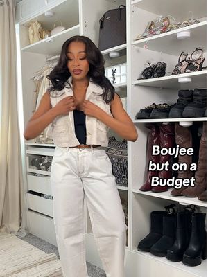 A post by @itsmariammusa1 on TikTok caption: Boujee but on a Budget 👌🏾 Jeans @White Fox Boutique  Top @ZARA  Heels & Bag @New Look Online  Belt a- bag strap  Bodysuit @Primark  Glasses @asos  💕🫶🏾 #mariammusa #ootd 