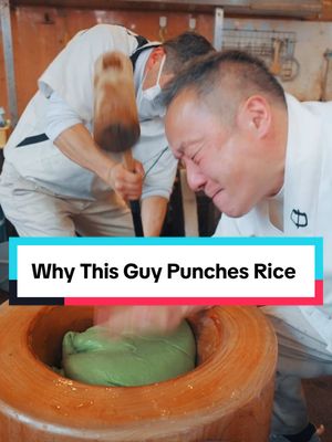 A post by @nasdaily on TikTok caption: Why This Guy Punches Rice  We found this guy online and we saw many people loved how fast he made rice snacks!  So we wanted to tell you the story of the Fastest Mochi Maker! @Sustentófila 