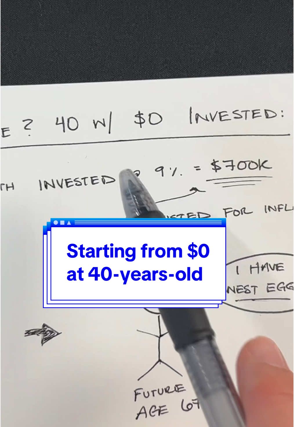A post by @austinhankwitz on TikTok caption: Starting from scratch at 40 years old — how to retire with a sizable nest egg: 