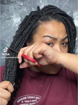 A post by @royalslaybyshay on TikTok caption: The process I dread the most… but it has to be done 💇🏽‍♀️😩 #fyp #hairroutine #naturalhair #braids 