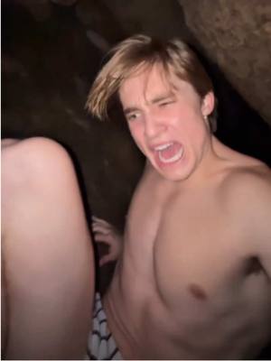 A post by @olliemuhl on TikTok caption: First and last time I’m diving into a water cave 😭