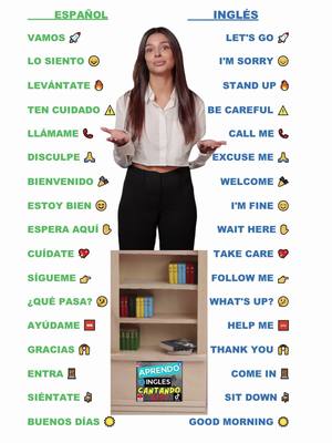 A post by @aprendoinglescantando on TikTok caption: ¡15 EXPRESIONES CLAVE EN INGLÉS que DEBES SABER! | Aprende Cantando en 1 Minuto #InglésFácil #PronunciaciónEnInglés #aprendoinglescantando 