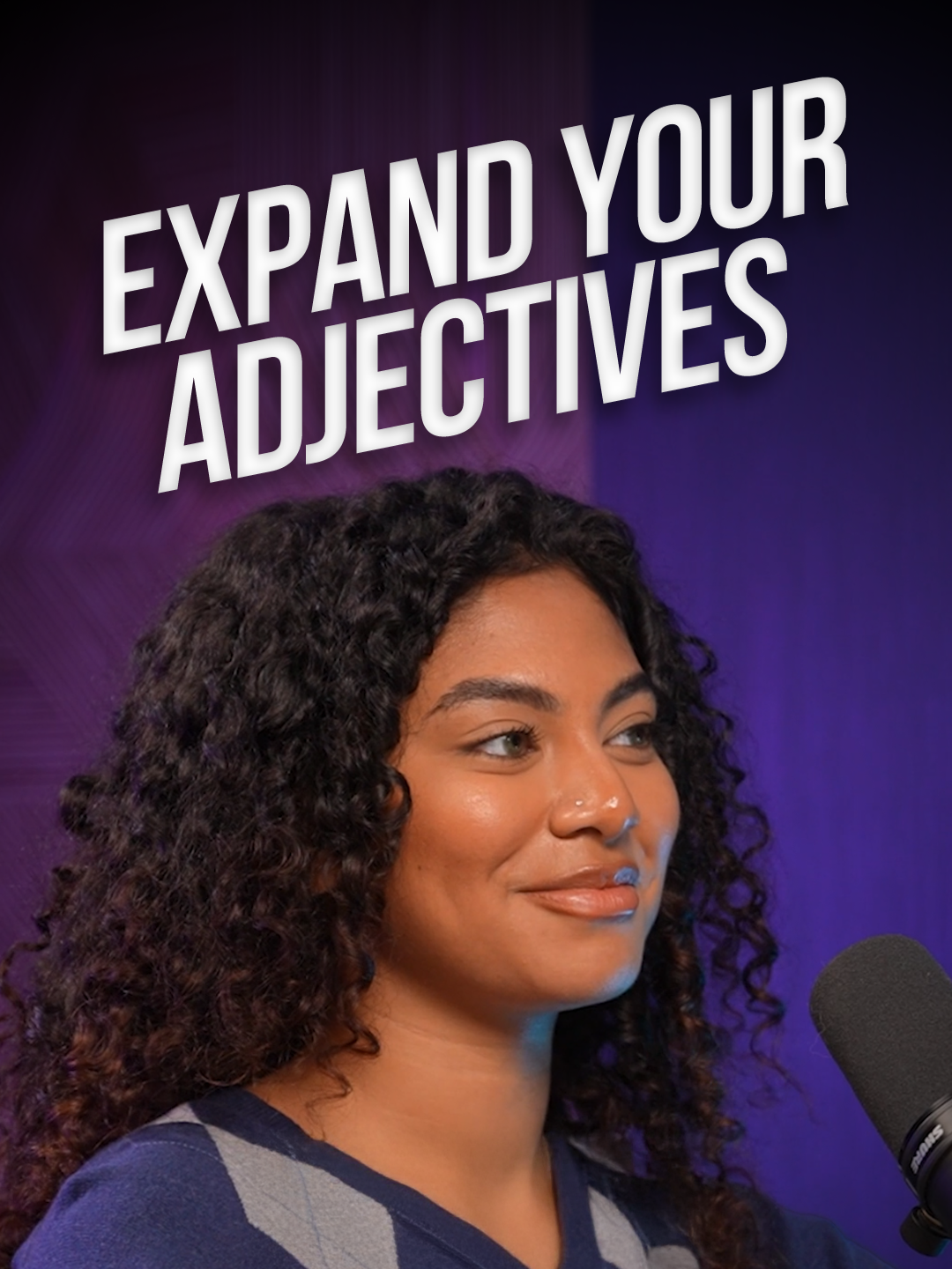 A post by @ieltsadv on TikTok caption: This video shows how to take simple adjectives and expand on them for Band 7+ fluency.