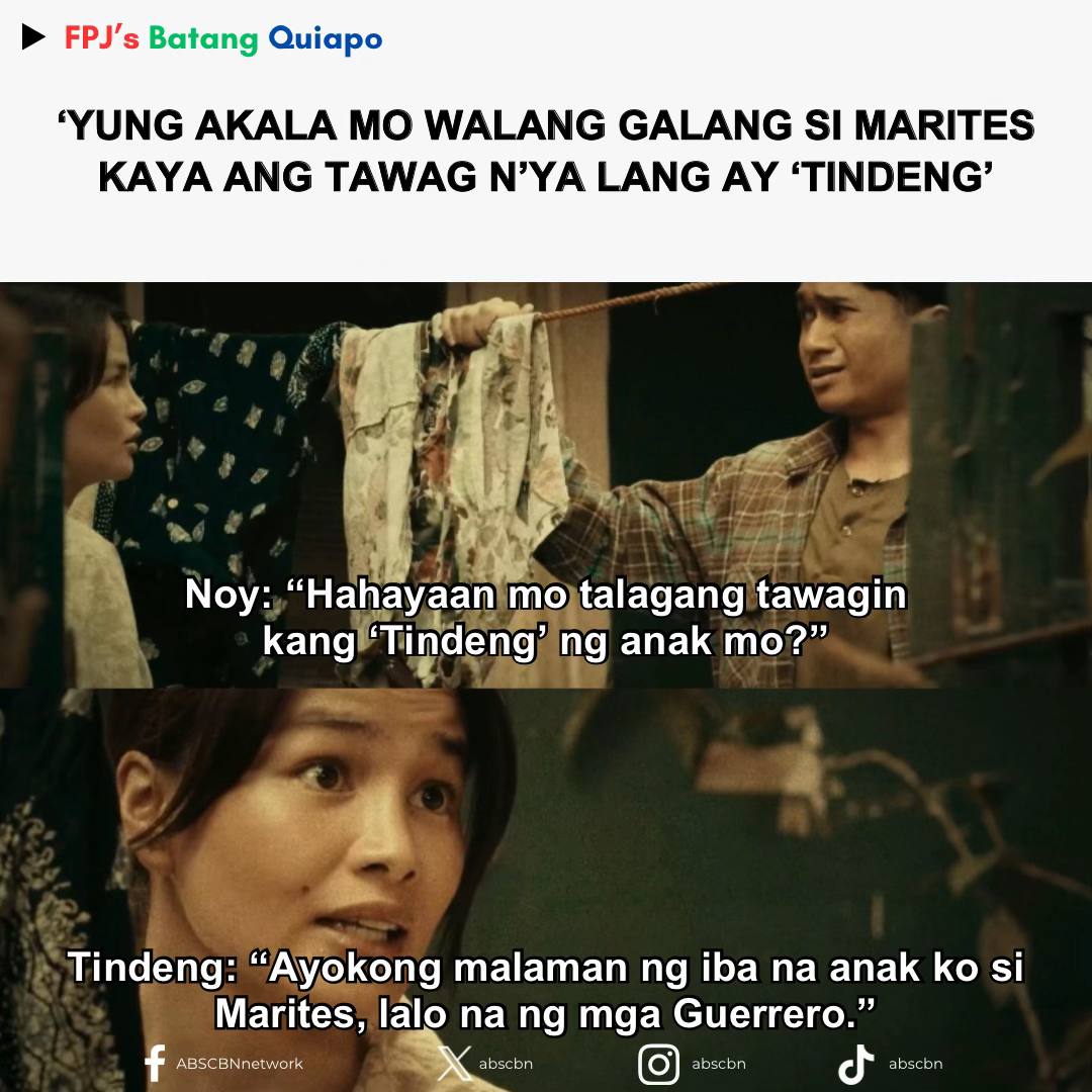 A post by @abscbn on TikTok caption: Sa wakas, nasagot na ang tanong. ‘Yung bahay na lang talaga ni Mando ang hindi pa. 🤭 #FPJsBatangQuiapo #Kapamilya